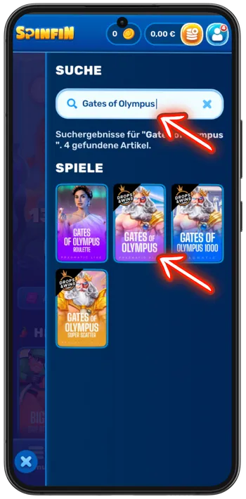 Search for the name and open the Gates of Olympus slot